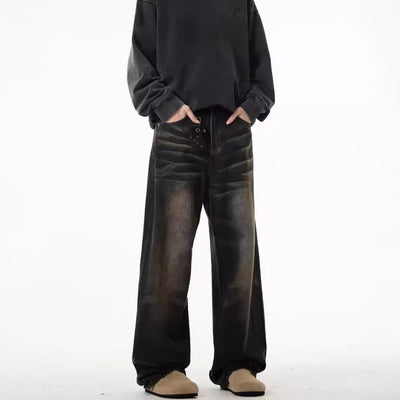 High-street Wasteland Style Retro Straight-leg Jeans For Men