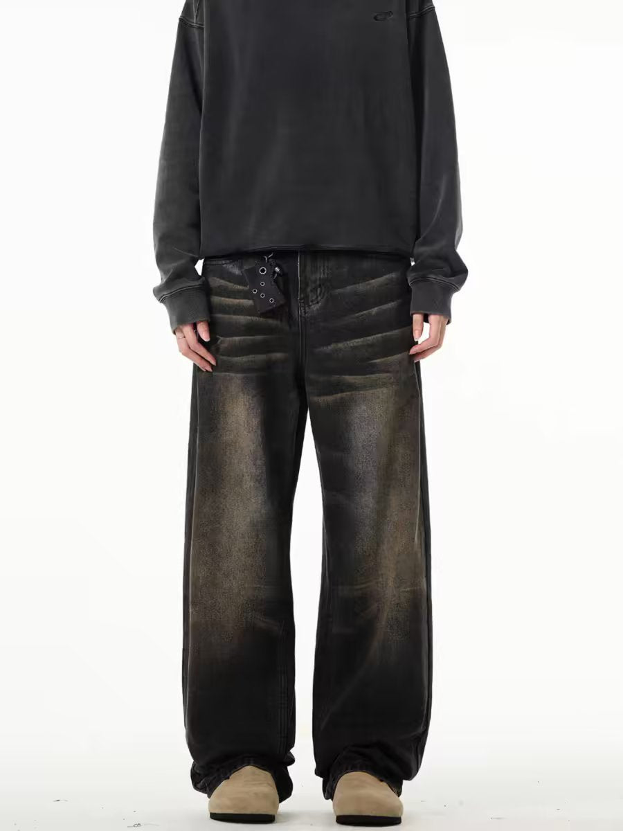 High-street Wasteland Style Retro Straight-leg Jeans For Men