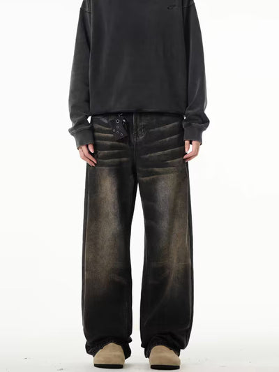 High-street Wasteland Style Retro Straight-leg Jeans For Men