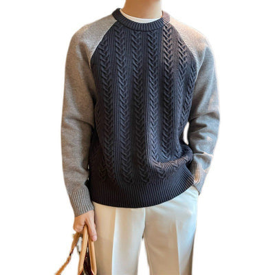 Thickened Color-blocked Cable Knit l Men's Sweater