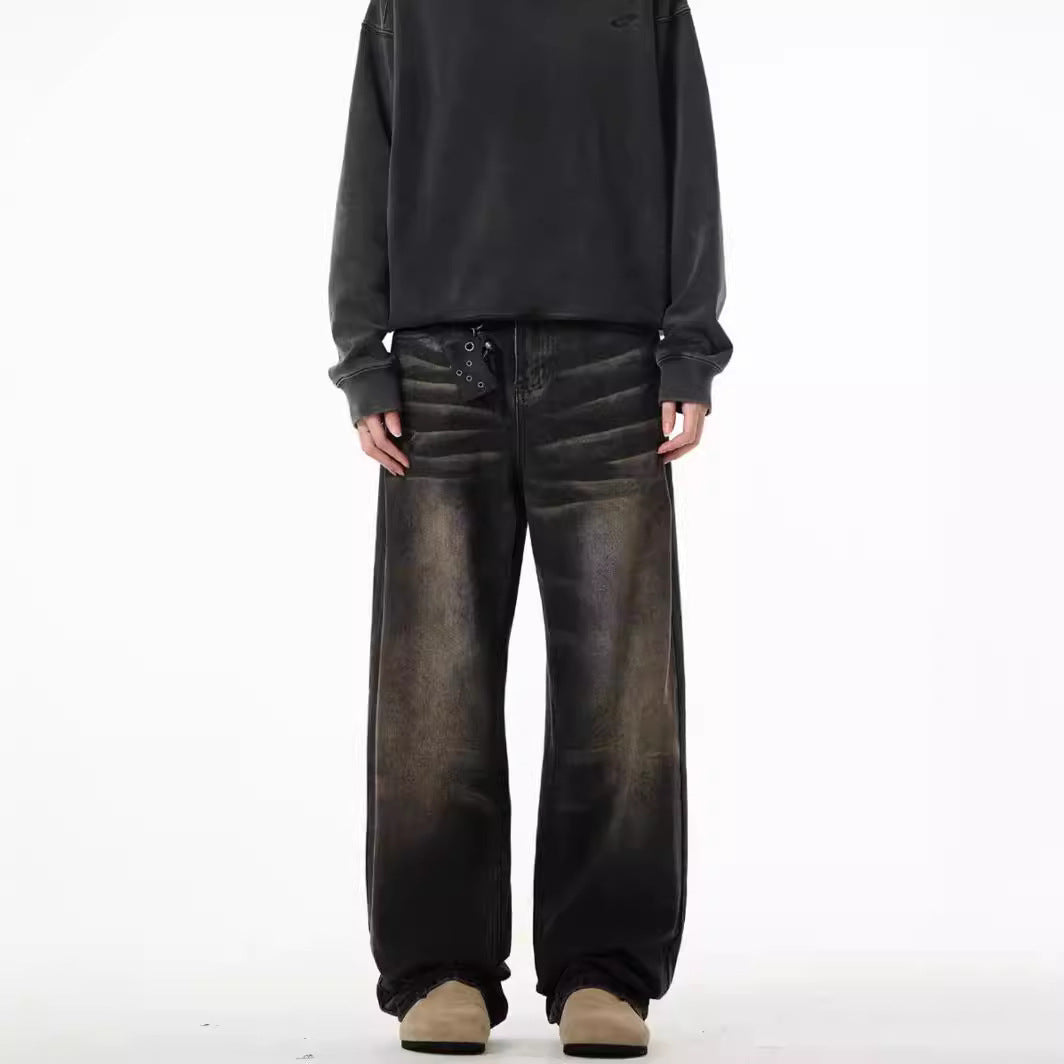 High-street Wasteland Style Retro Straight-leg Jeans For Men