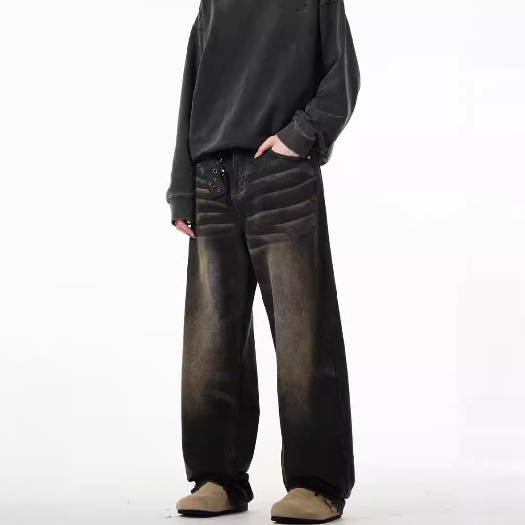 High-street Wasteland Style Retro Straight-leg Jeans For Men