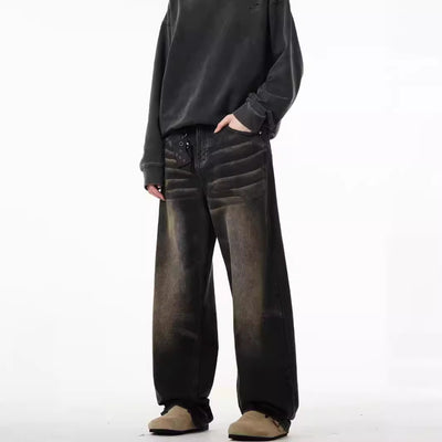High-street Wasteland Style Retro Straight-leg Jeans For Men
