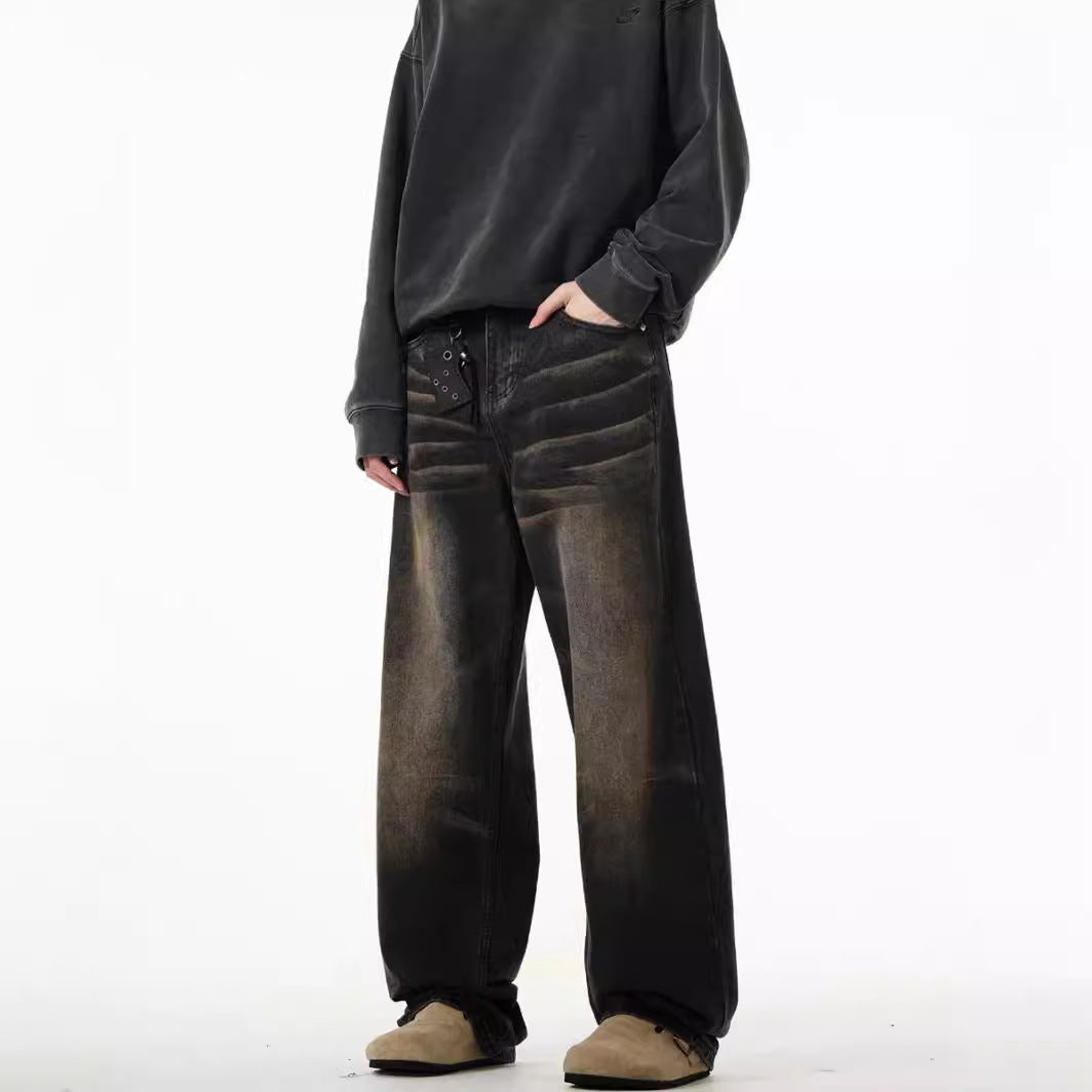 High-street Wasteland Style Retro Straight-leg Jeans For Men