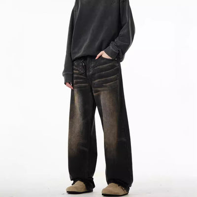 High-street Wasteland Style Retro Straight-leg Jeans For Men