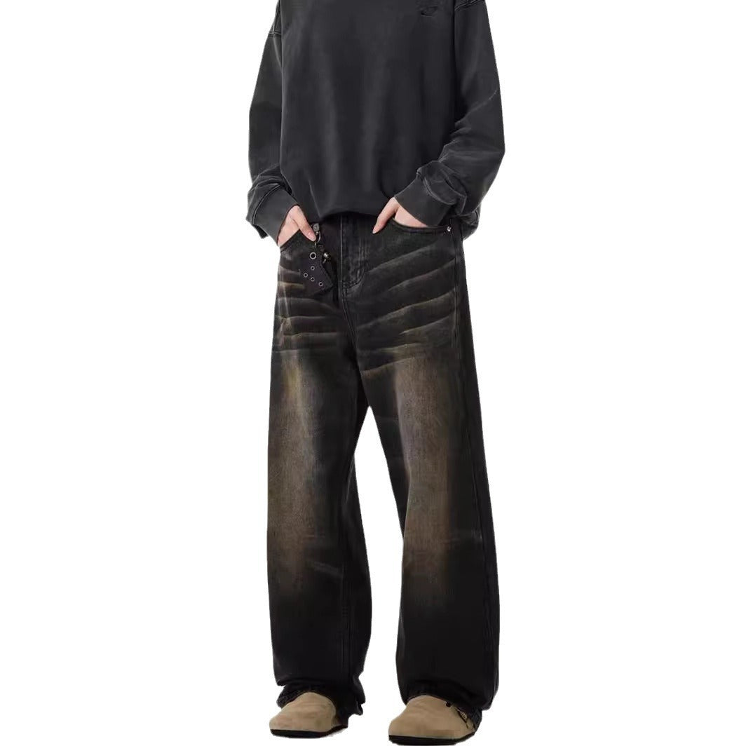 High-street Wasteland Style Retro Straight-leg Jeans For Men