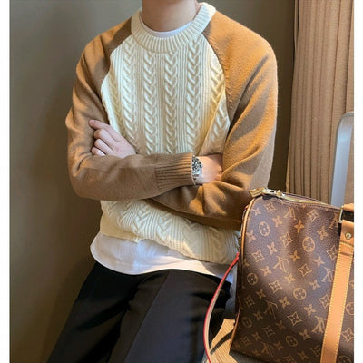 Thickened Color-blocked Cable Knit l Men's Sweater