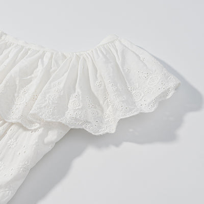 Women's French Two-tone All-cotton Embroidered Lace Ruffled Vest